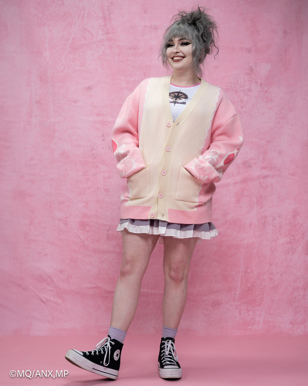 Puella Magi Madoka Magica Madoka Cardigan - model wearing