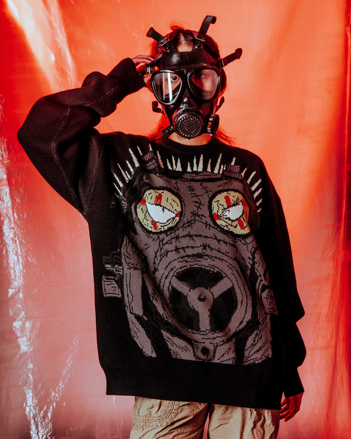 Dorohedoro Caiman Sweater - model wearing