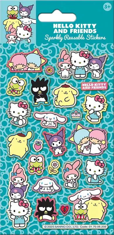 HELLO KITTY AND FRIENDS TURQUOISE FOIL STICKERS
